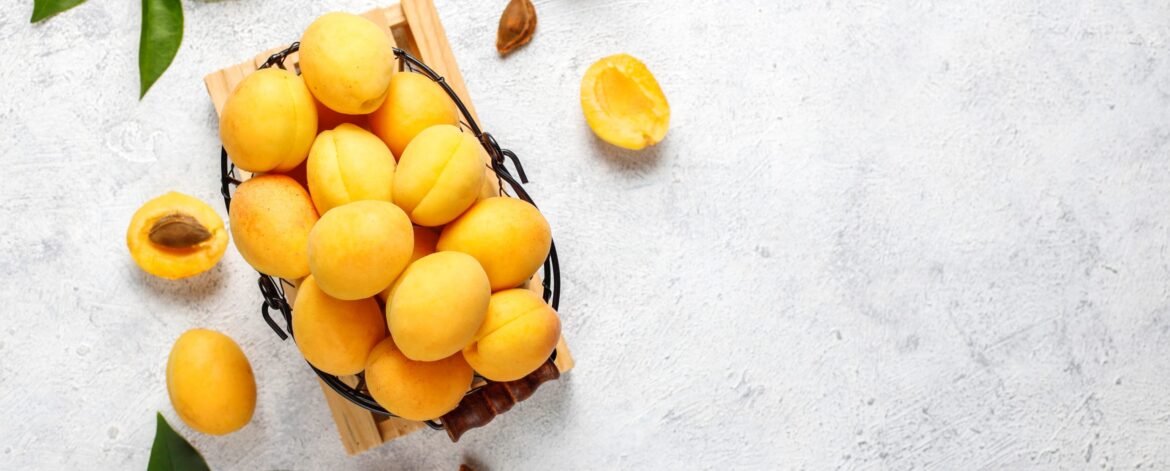 Fresh organic apricots,summer fruit,top view